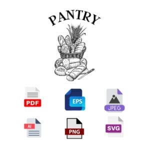 Vintage Pantry Basket Design SVG PNY-09 | Rustic Kitchen Door File