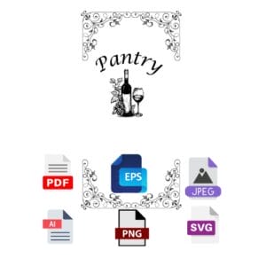Wine Pantry Door Design SVG PNY-07 | Ornate Glass Etching & Cricut File